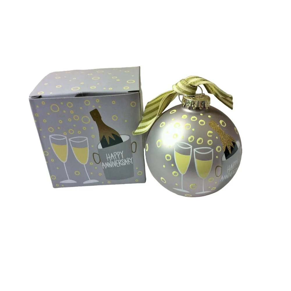 NIB Coton Colors Happy Anniversary Glass Ornament by Laura Johnson